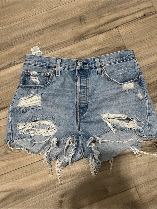 Levi's Pants - Levi’s High-Rise Distressed Light Blue Denim Shorts